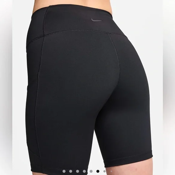 Nike Athletic High-Waisted Black 8" Biker Shorts with Pockets Women Size Large - Picture 7 of 9